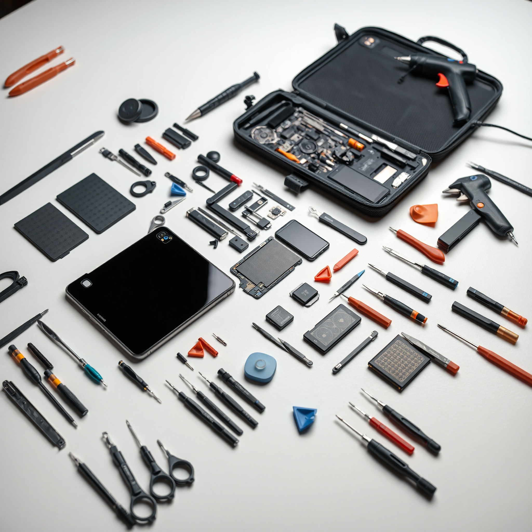 Complete smartphone repair toolkit with organized specialized tools and components